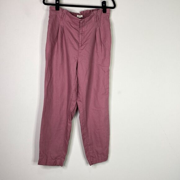 LOFT 2020 Linen Cotton Paper Bag High Waist Pants Women’s Size Medium - Picture 9 of 9